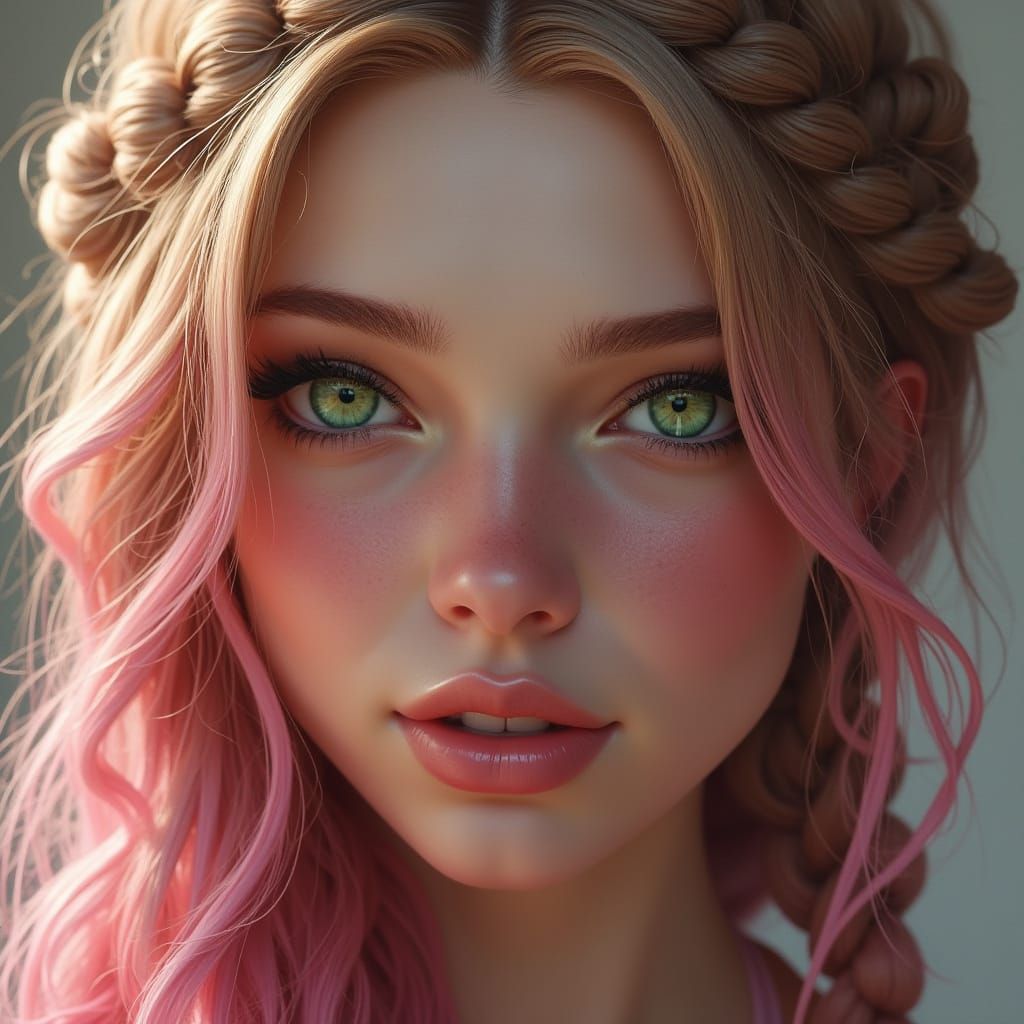 Beautiful Woman With Braided Hair and Sparkling Eyes