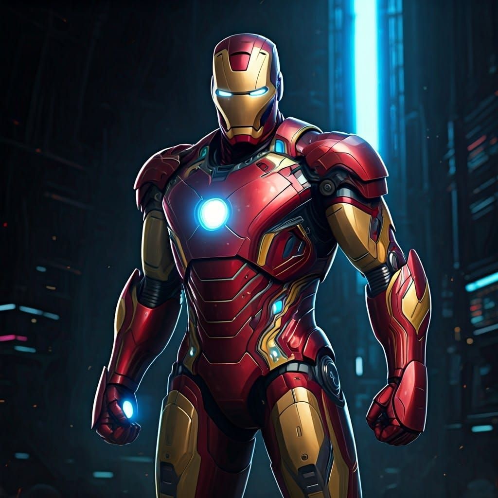 Iron Man in Nano Tech Suit Anime Style