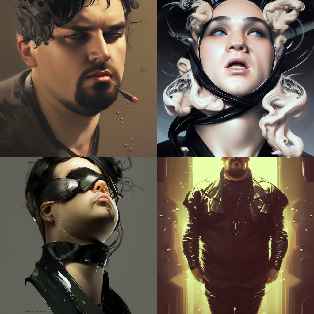 Hyperdetailed Portrait of Men in Latex, 8K Resolution