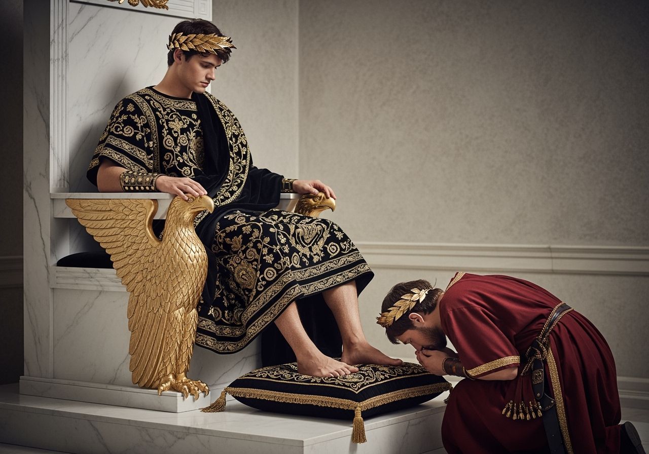 Young Emperor on Eagle Throne in Photography Style