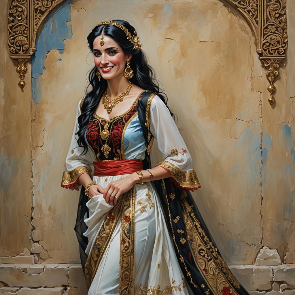Elegant Spanish Woman Portrait with Traditional Jewelry in 3...