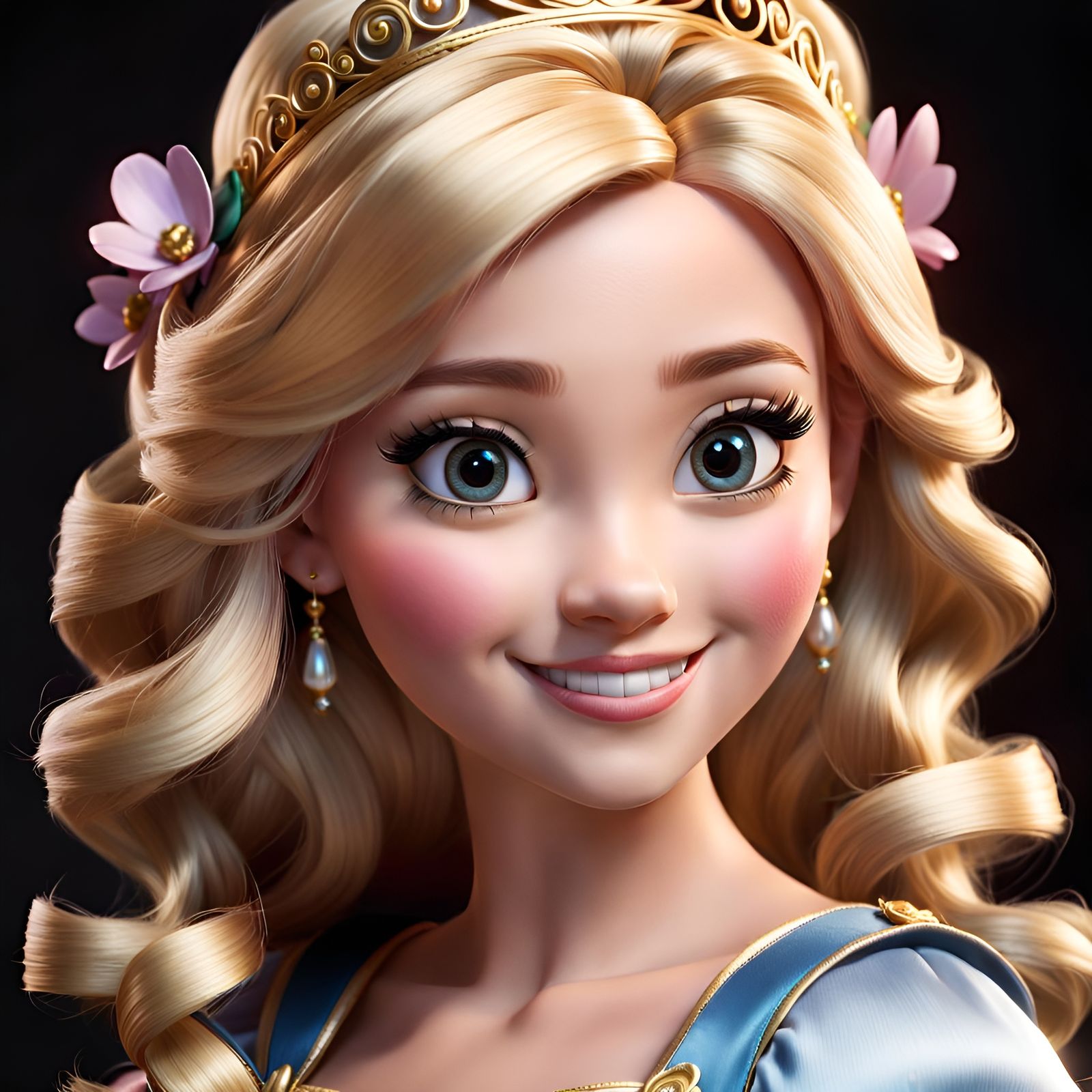 Blond Princess Portrait in Disney Animation Style