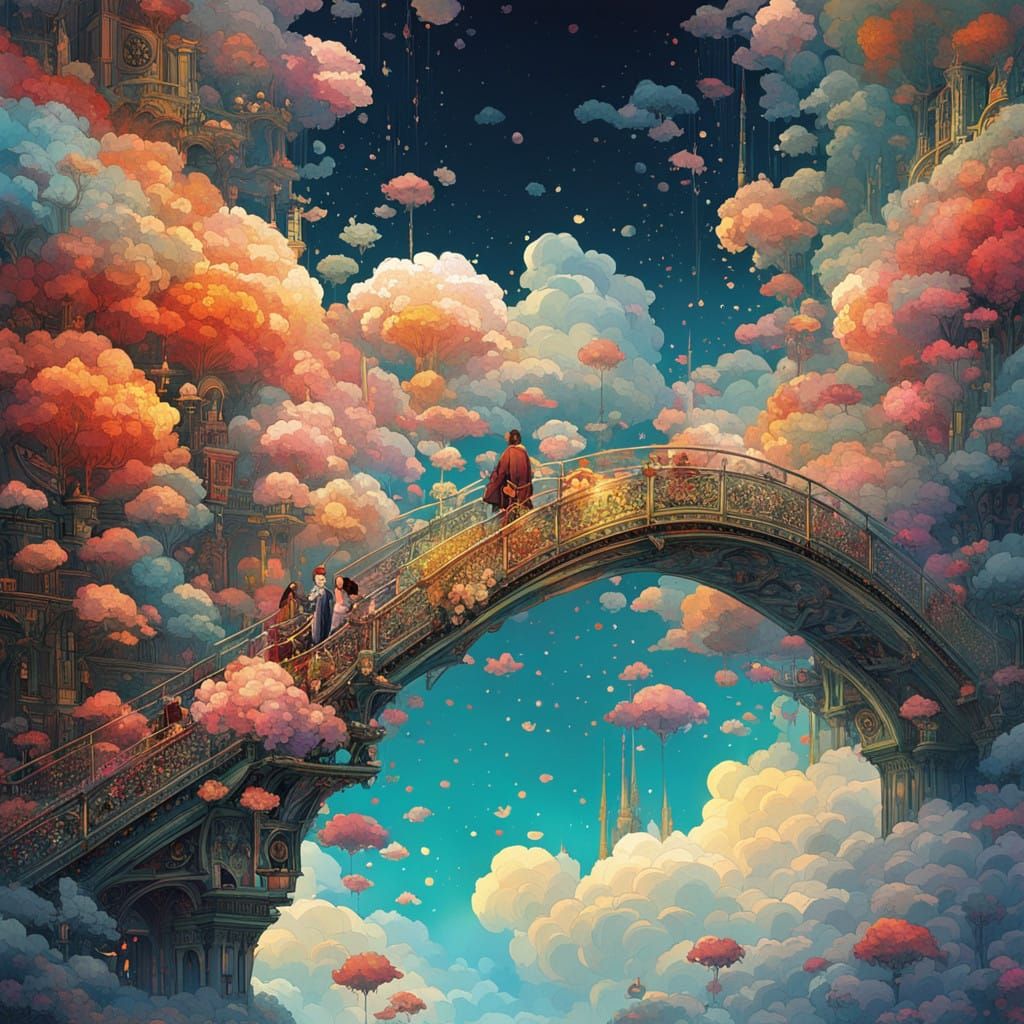 Vibrant Floral Masterpiece in Ethereal Clouds