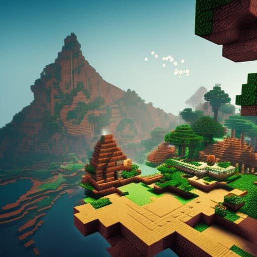 Detailed Minecraft Matte Painting in Deep Color