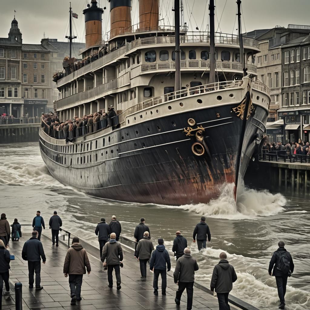 Hyperrealistic Ship Docks at Port in Cinematic Style