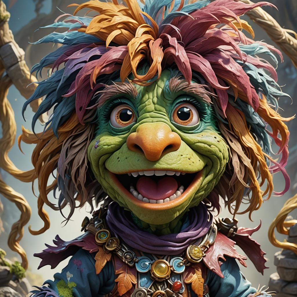 Detailed Chibi Fraggle Rock Monster Portrait