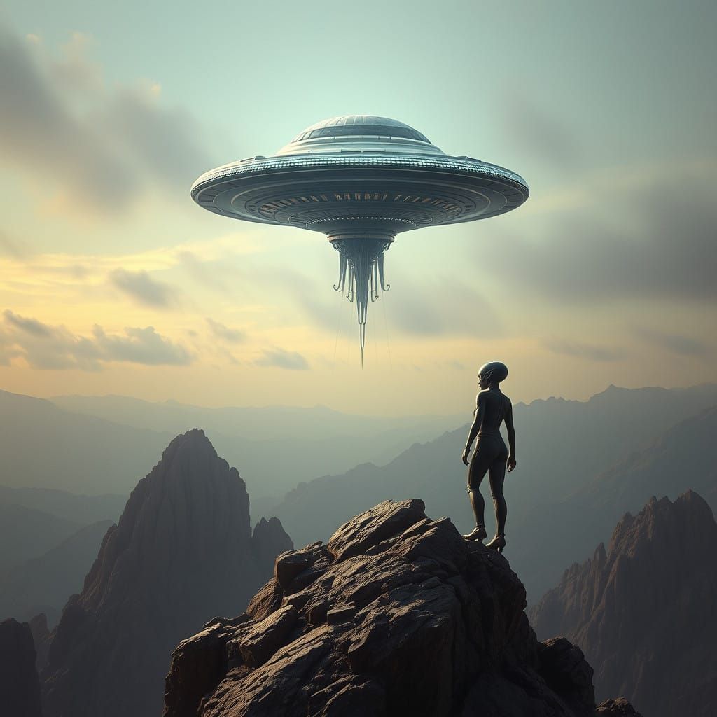 Alien Goddesses on a Majestic Mountain Throne