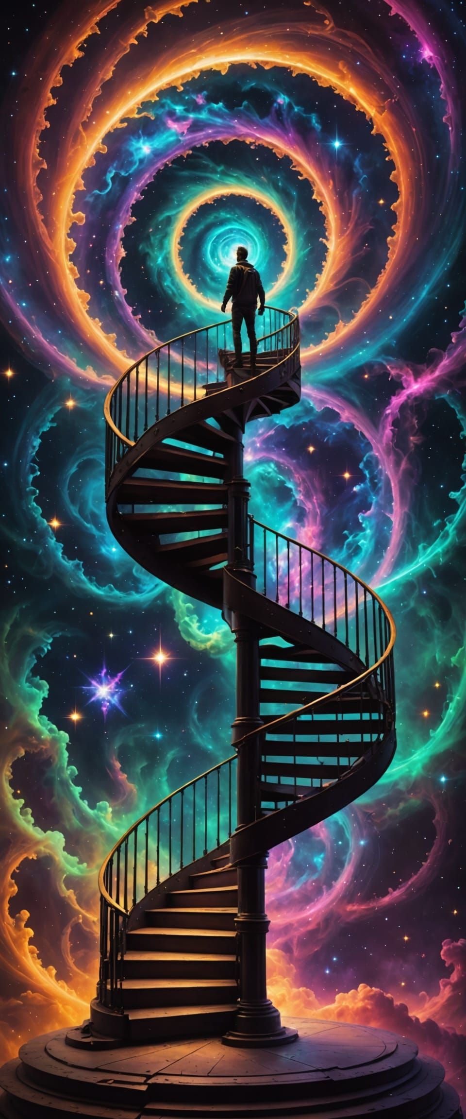 Laughing Affix on a Staircase in a Nebula