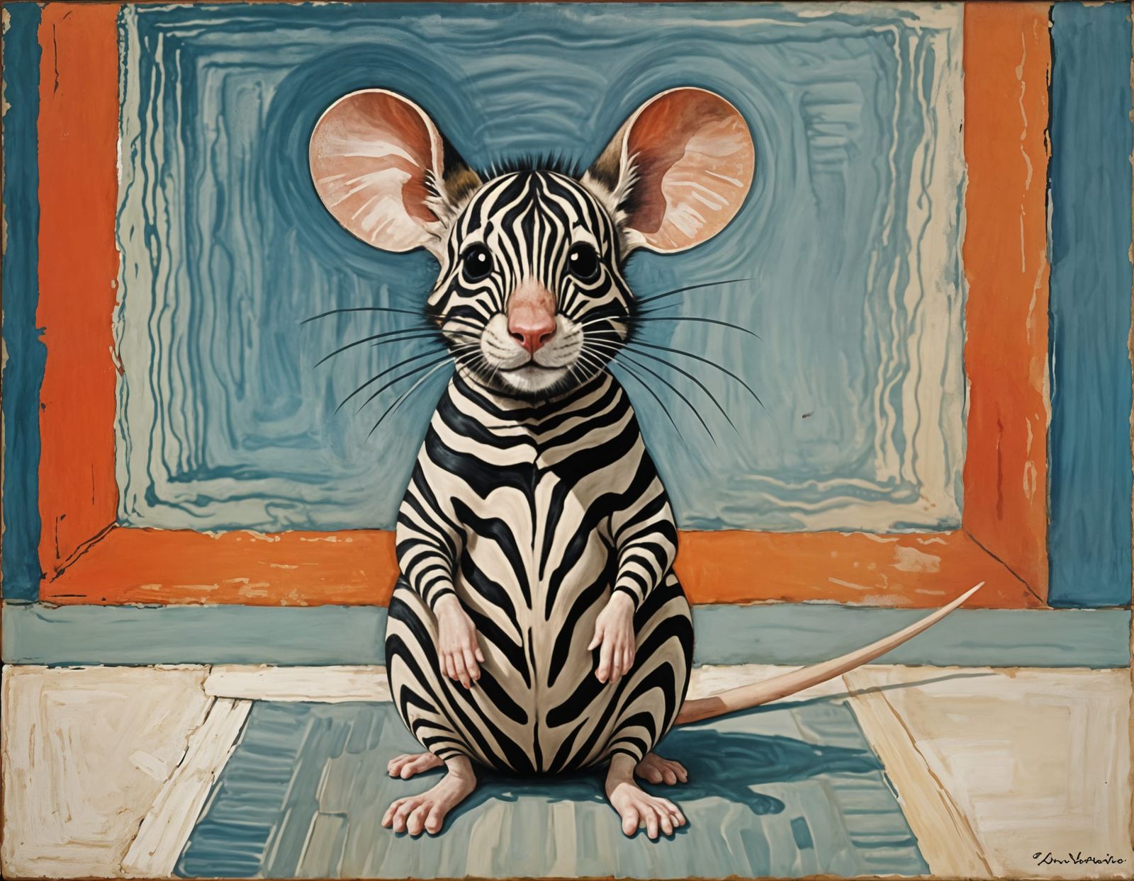 Mouse Impersonating Zebra in Modigliani Rothko Style