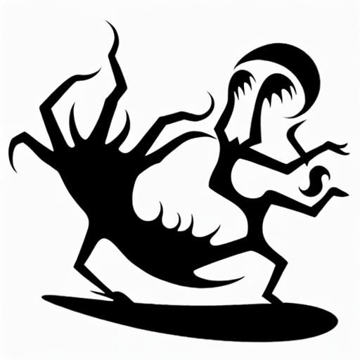 Creepy Shadow Monster Dances in Minimalist Line Art