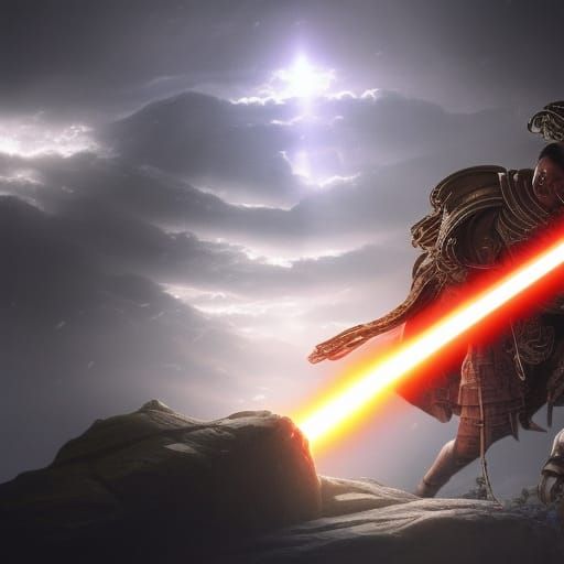 Epic Lightsaber Duel: Dramatic Digital Matte Painting