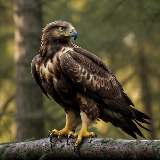 Golden Eagle Perched, Vivid Digital Art