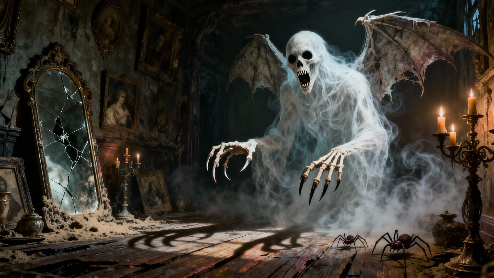 Ethereal Specter Haunts Decrepit Room