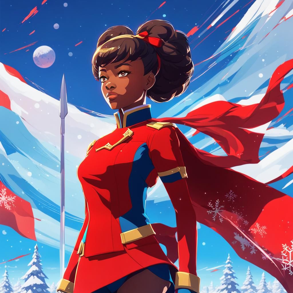 Uhura in Christmas Uniform, Anime-Style 3D Art