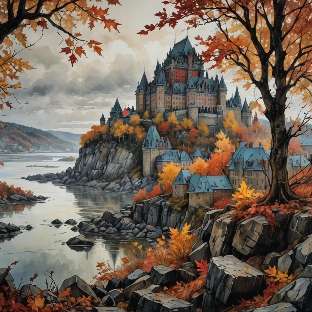 Surreal Chateau Frontenac in Another dimension in Quebec