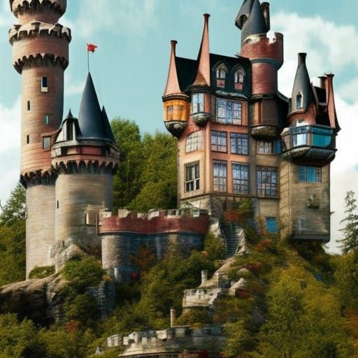 Floating Island Castle in Fairytale Style