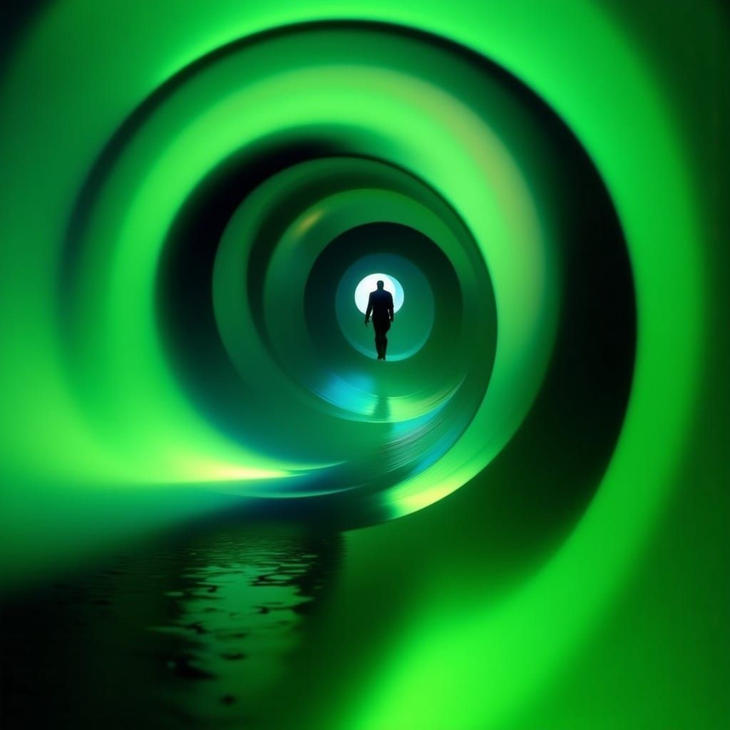 Futuristic Neon Green Vortex in Art Nouveau Style