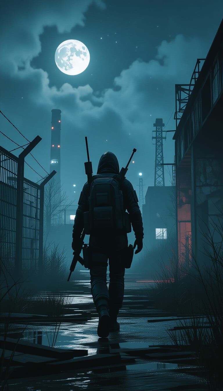 Lone Survivor in Post-Apocalyptic Industrial Zone