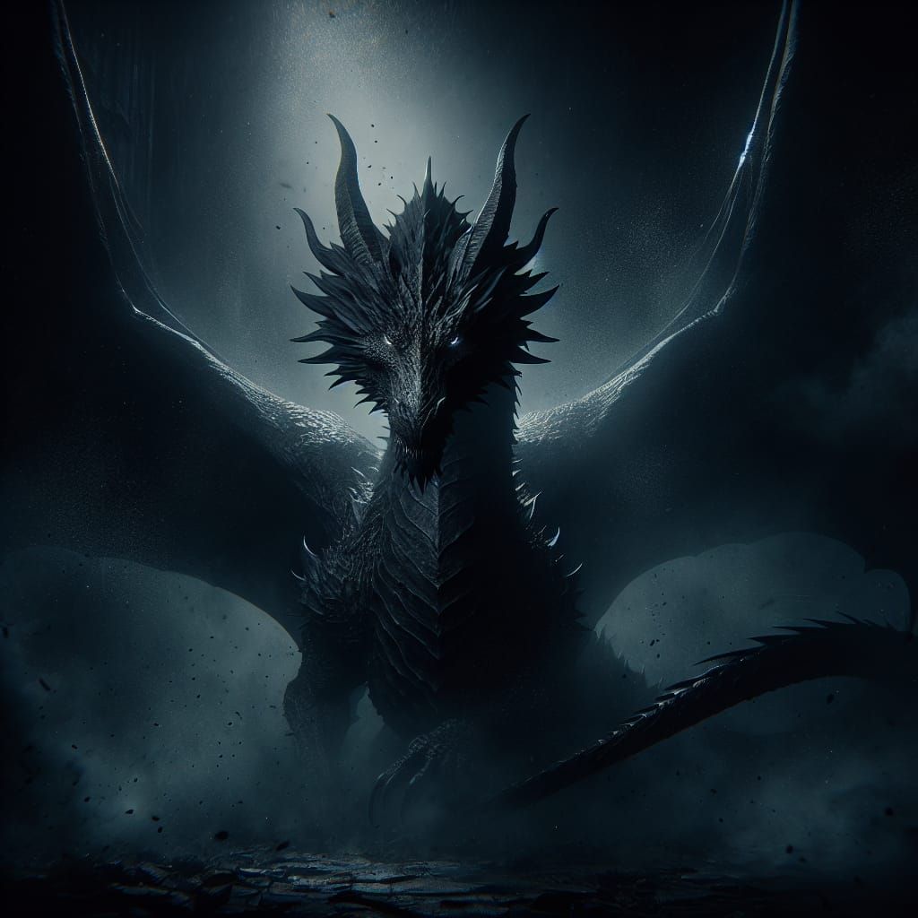 Majestic Black Dragon Enveloped in Gloom