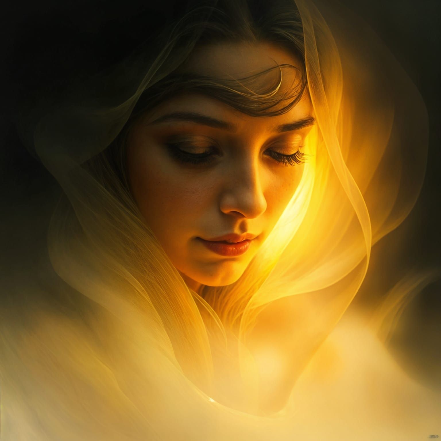 Ethereal Woman Lost in Surrealistic Mist