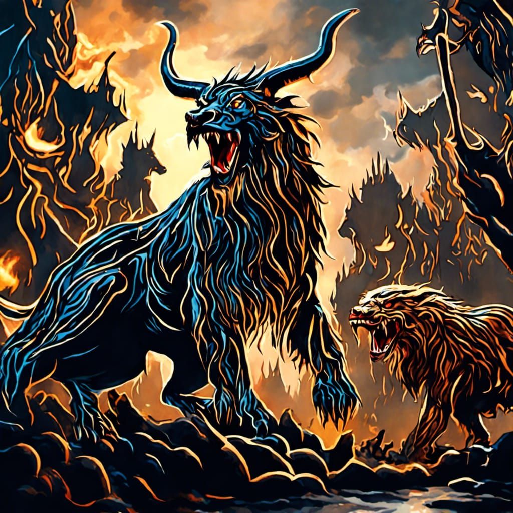 Apocalyptic Beasts in Fiery Inferno