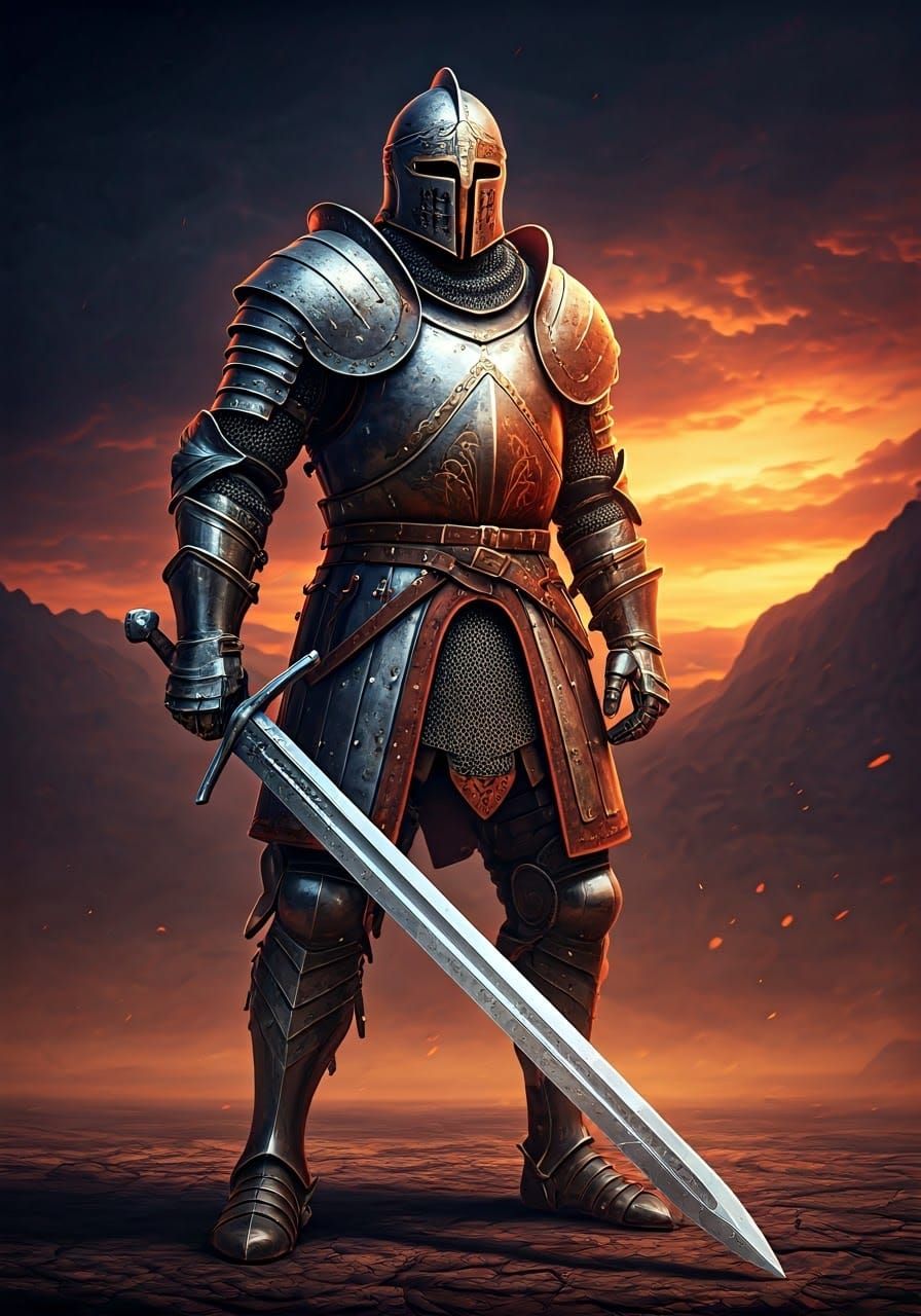 Guardian Knight with Greatsword in Detailed Armor