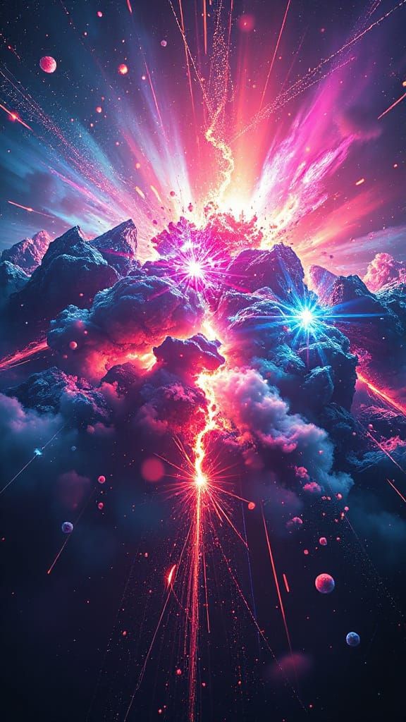Vibrant Cosmic Explosion in Futuristic Digital Art
