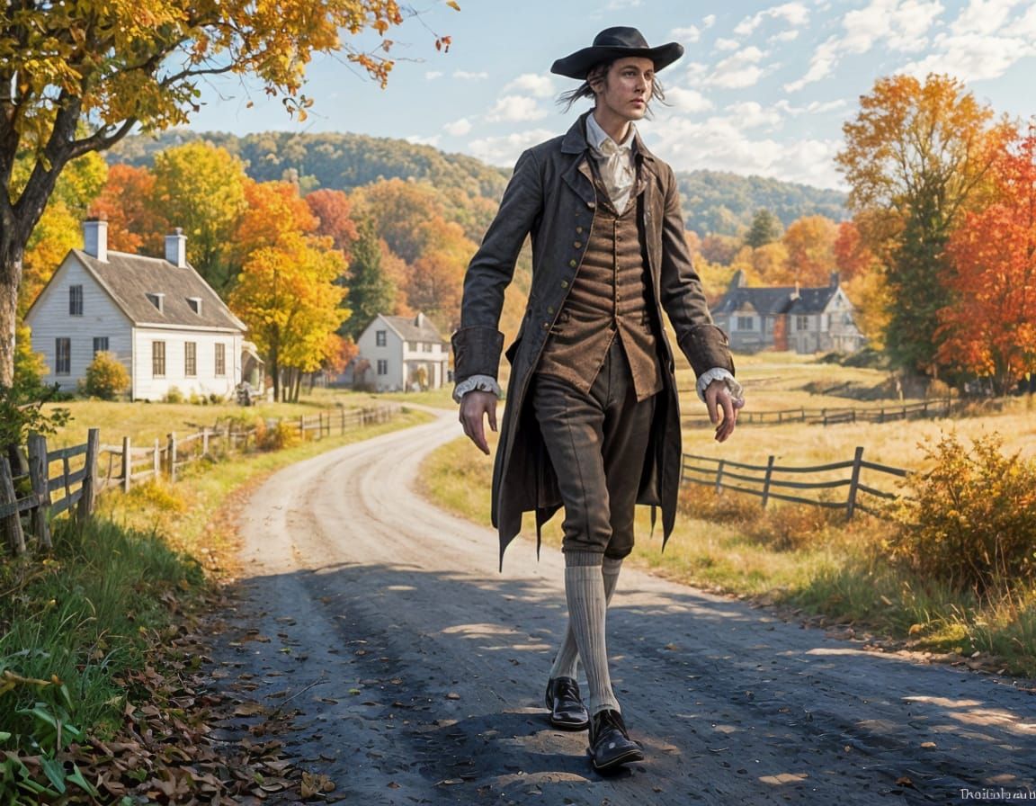 Ichabod Crane Arrives in Colonial Village
