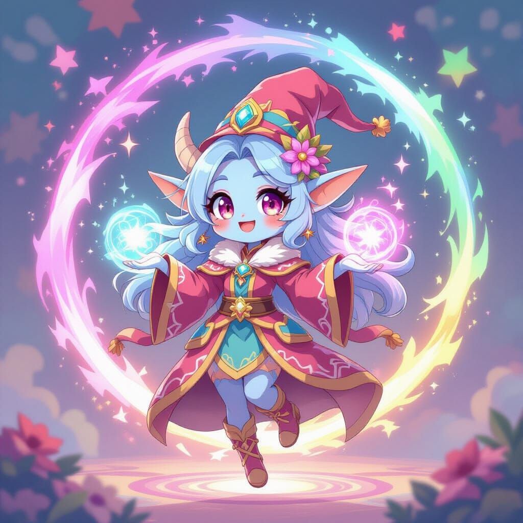 Chibi Draenei Mage in Kawaii Anime Style