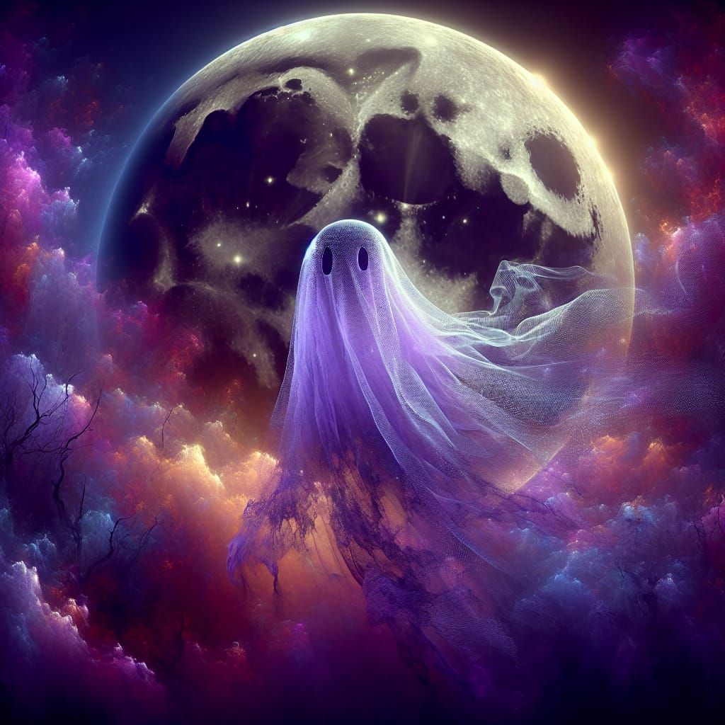 Tulle Ghost Floats Before the Moon
