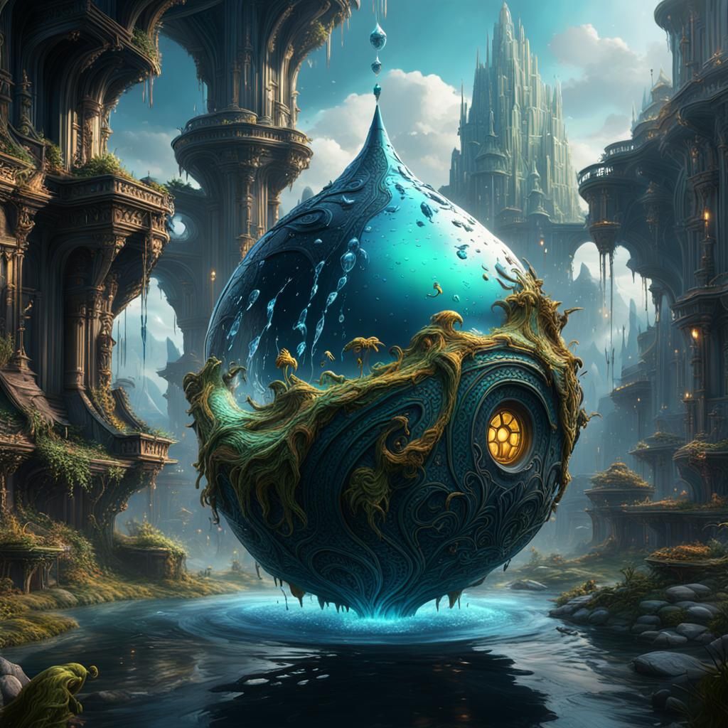 Detailed Matte Painting of a Drop of Life