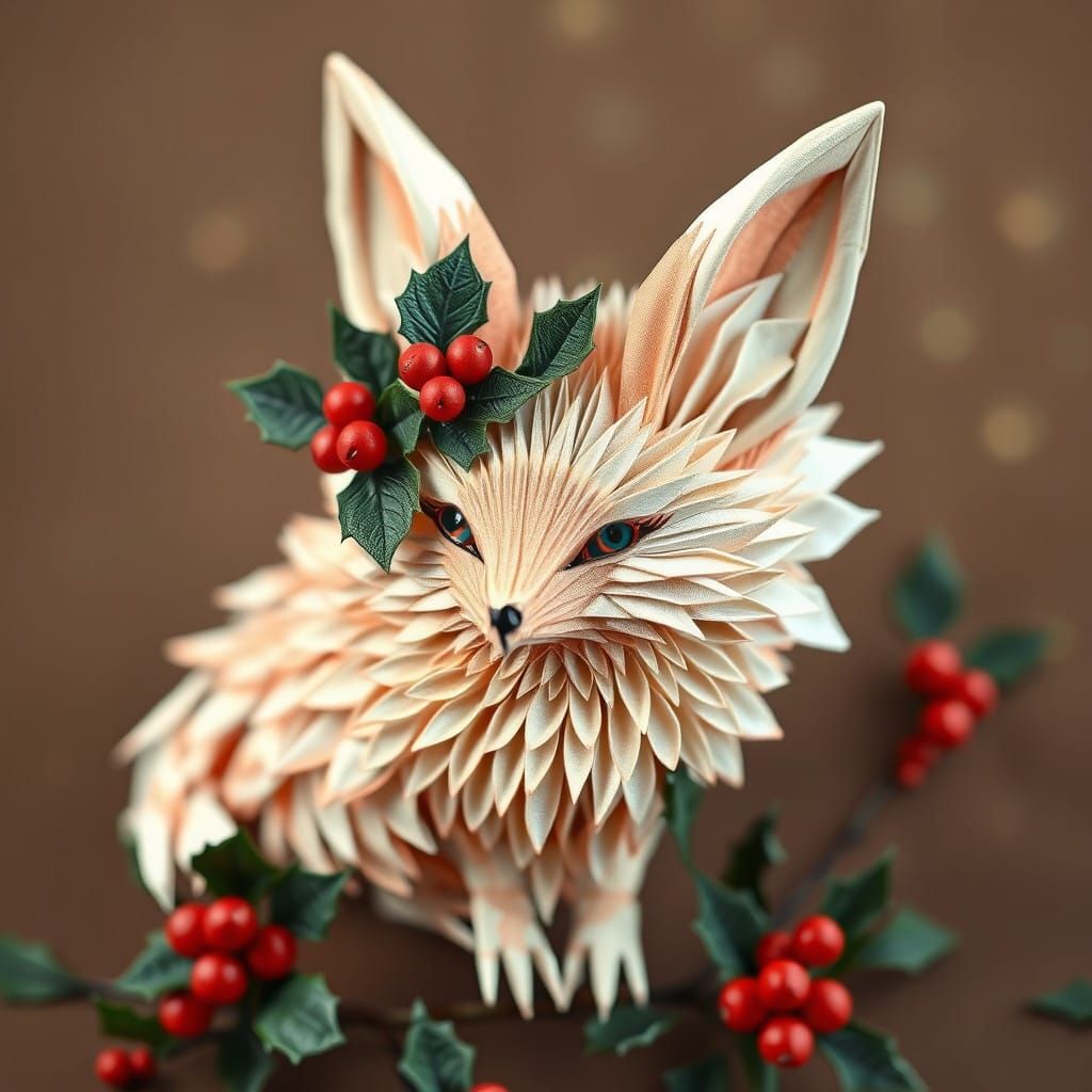 Whimsical Origami Fox in Festive Attire