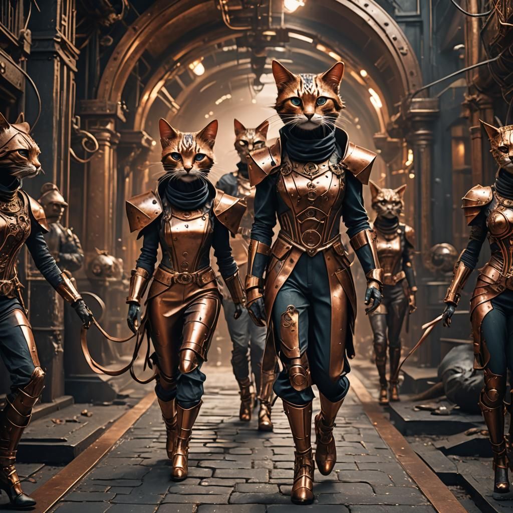 Models in Bizarre Copper and Steel Clothing
