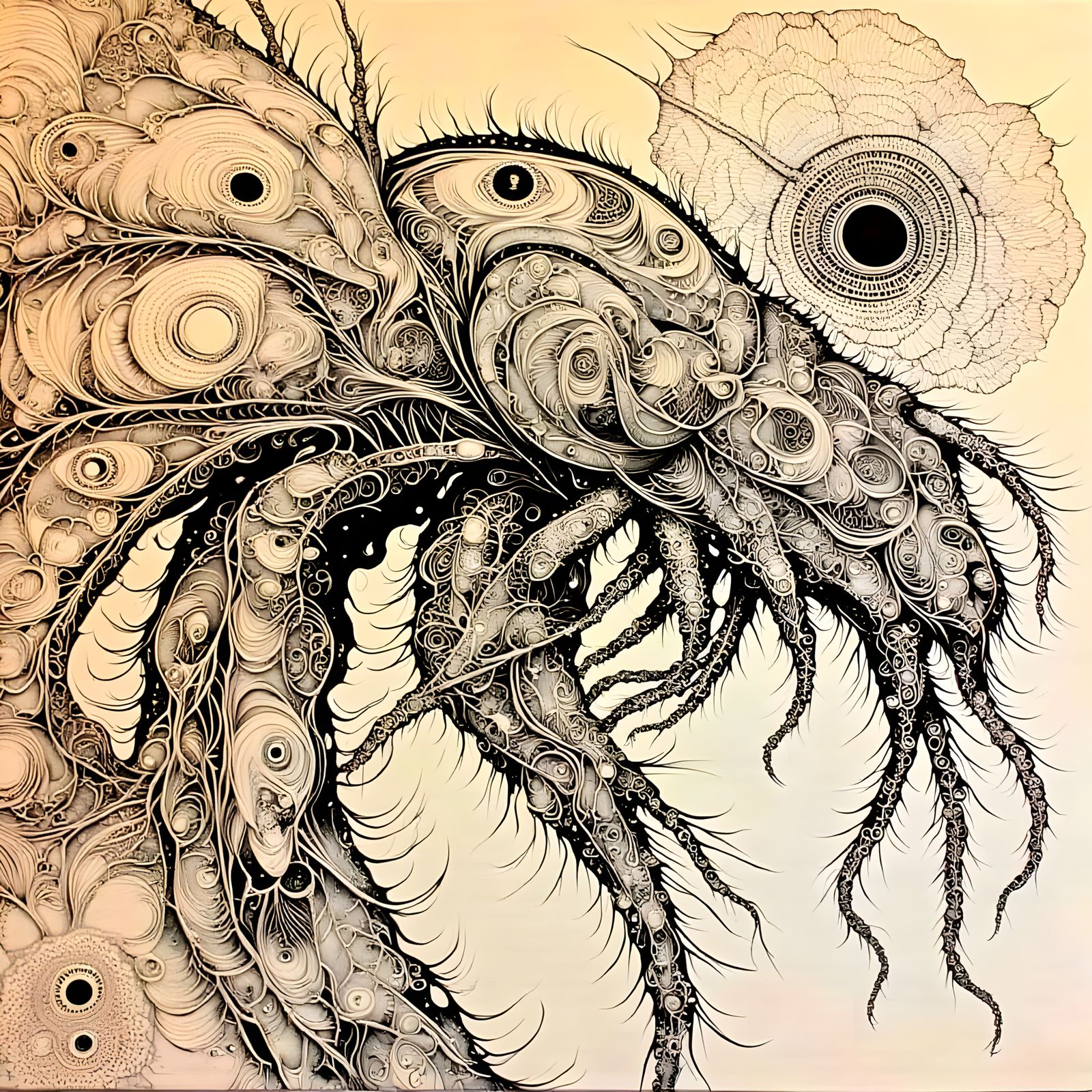 Intricate Zentangle Spider Monster as Collage Masterpiece