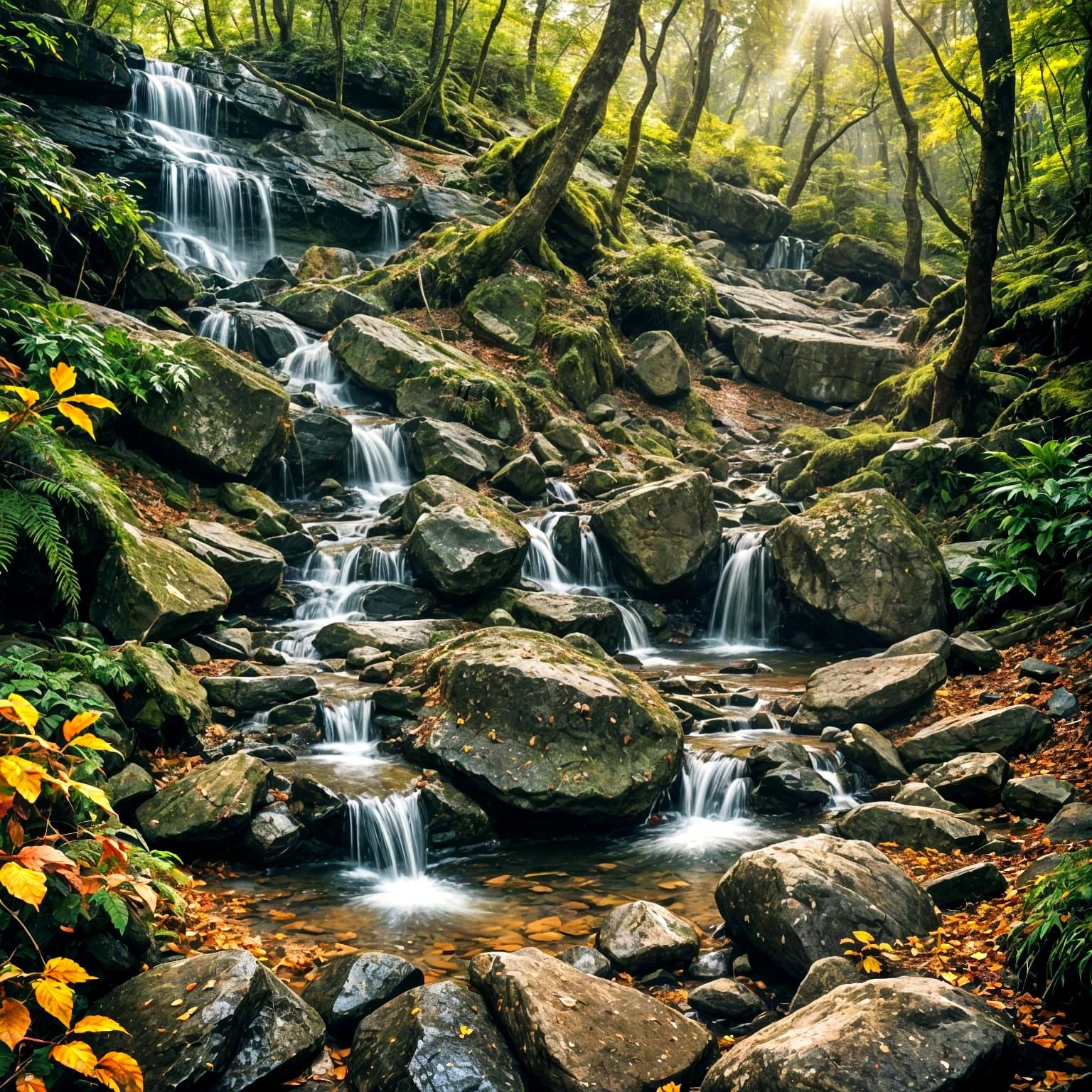 Majestic Waterfall in Natural Setting