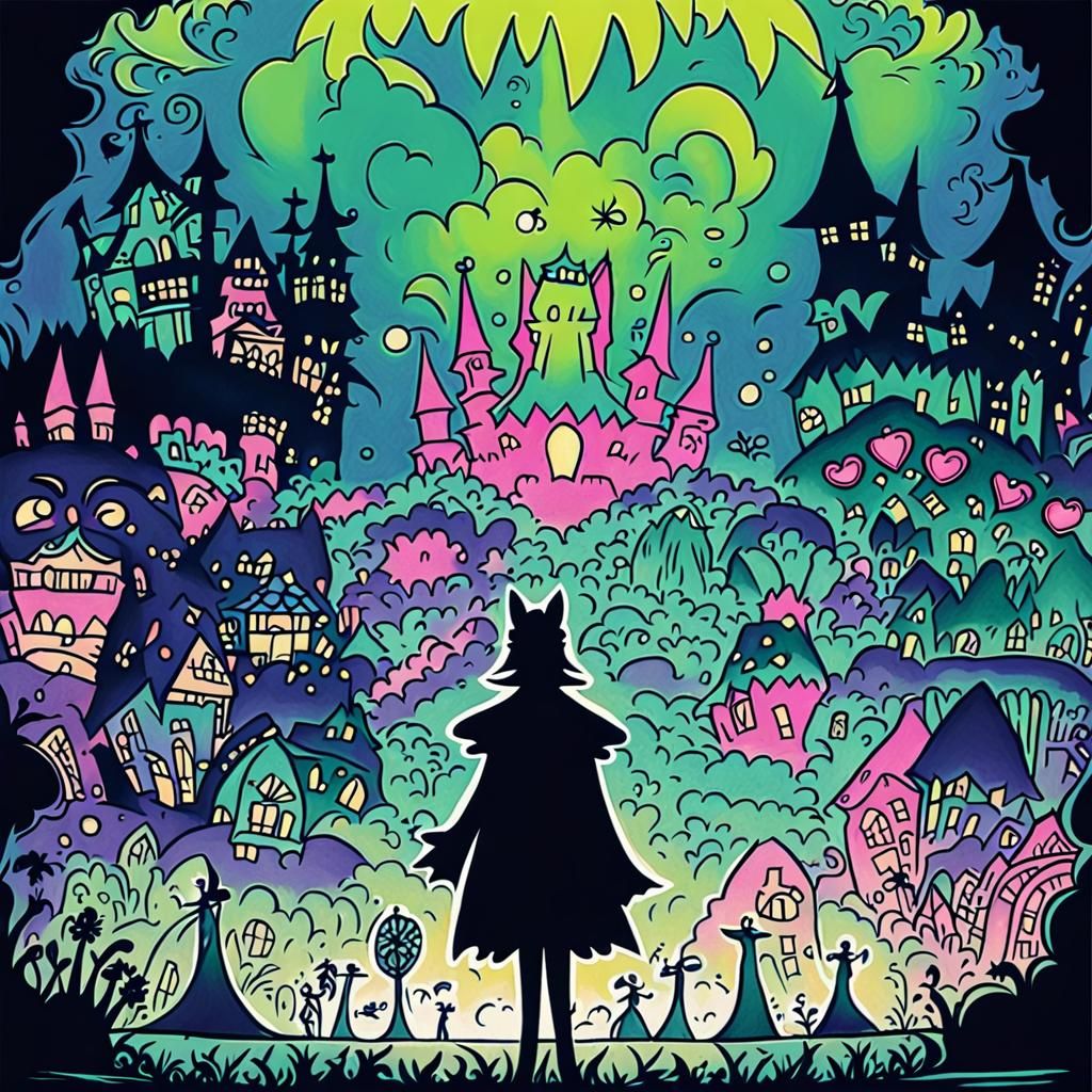 Pink Dingo in Elizabethan Ruff: Whimsical Fantasy Art