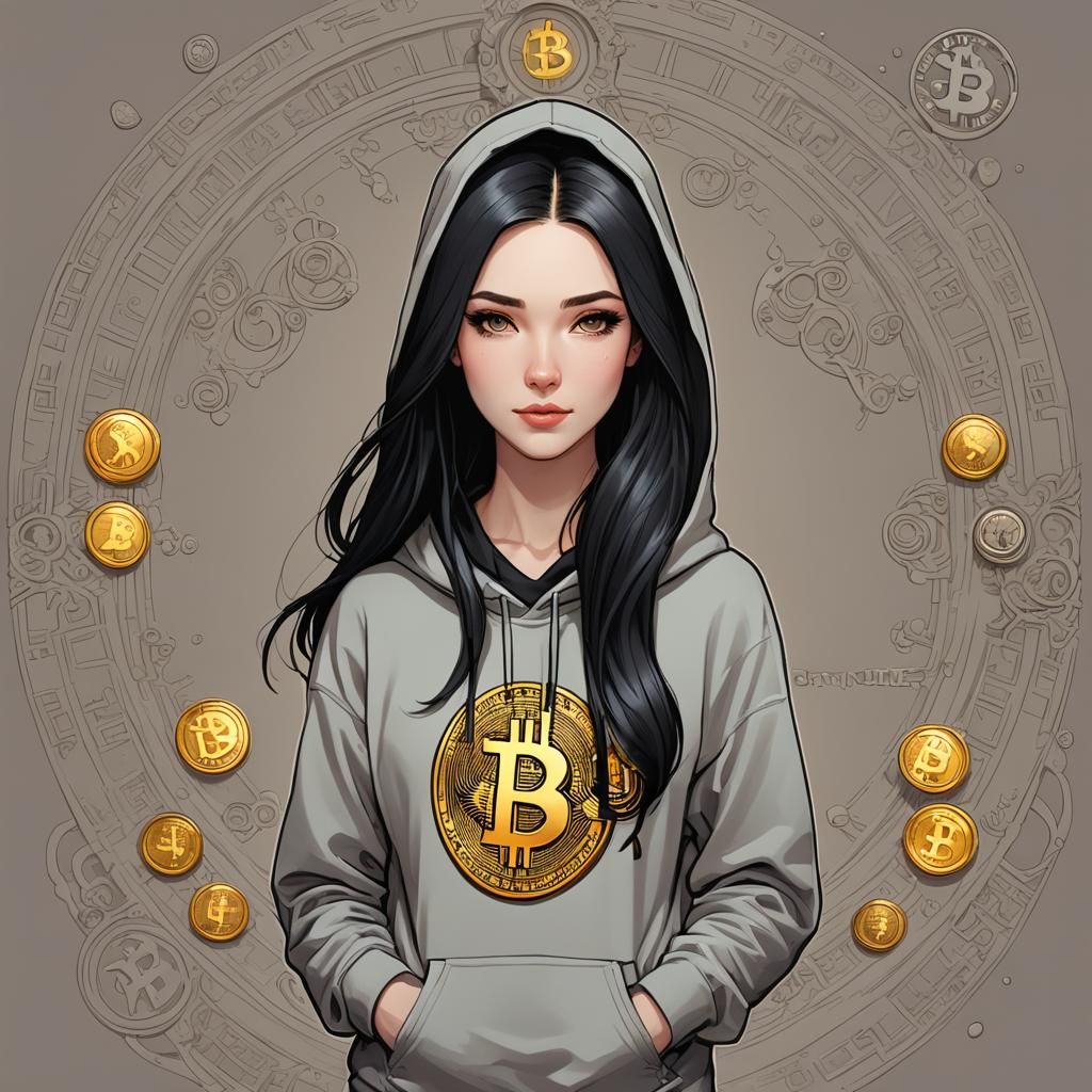 Bitcoin Princess Anime Chibi in Cozy Digital Room