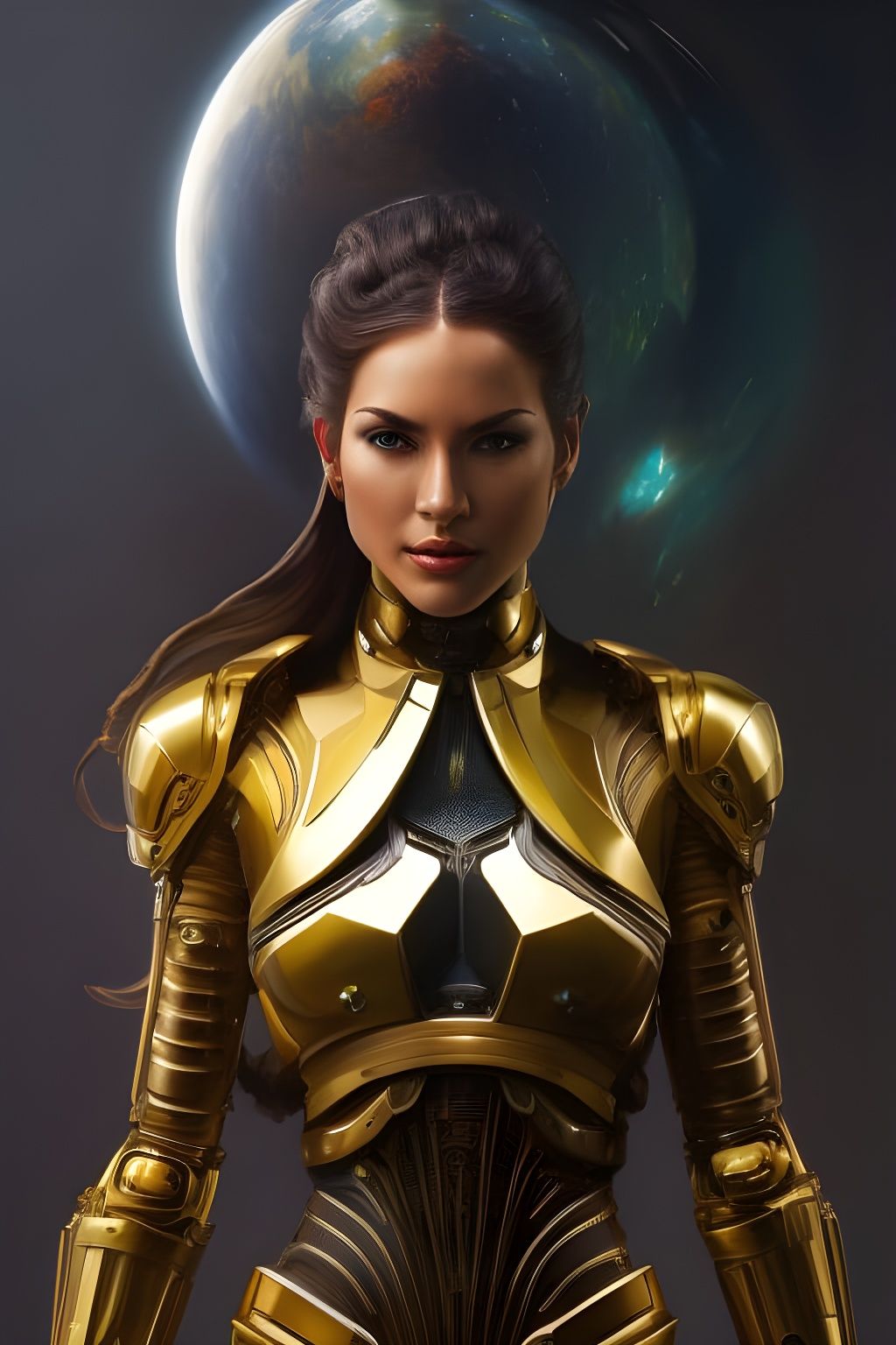 Steampunk Android Woman Portrait in Clockpunk Style