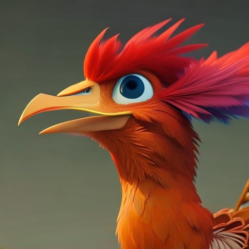 Detailed 3D Rooster Portrait in Matte Painting Style