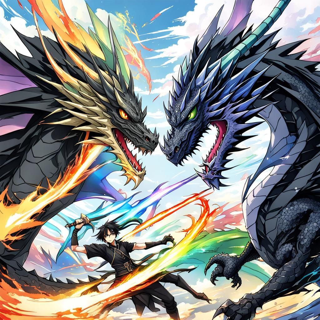 Dragons Clash in Anime Style