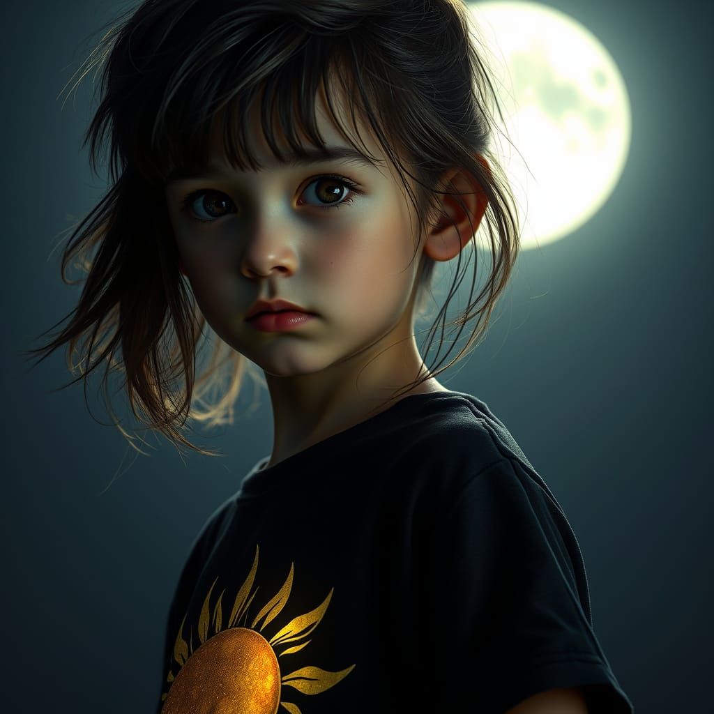Ethereal Girl Under Lunar Glow in Moody, Hyper-Realistic Por...