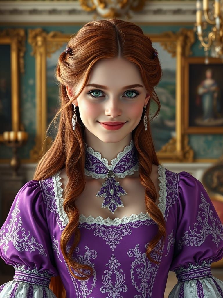 Eighteenth Century Woman in Royal Purple Gown