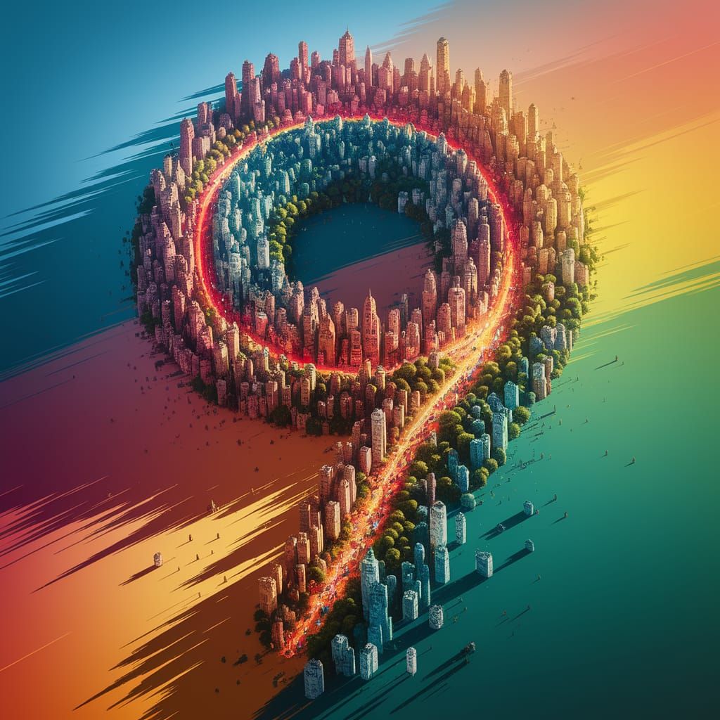 A Futuristic Aerial View of India in the Shape of 9