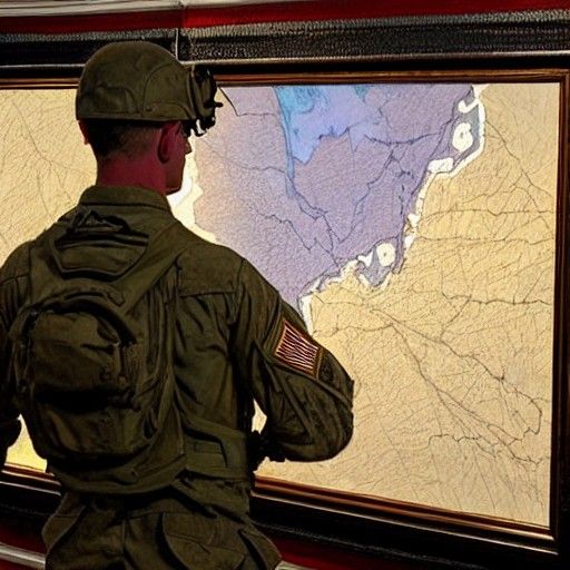 Lieutenant Studies a Map
