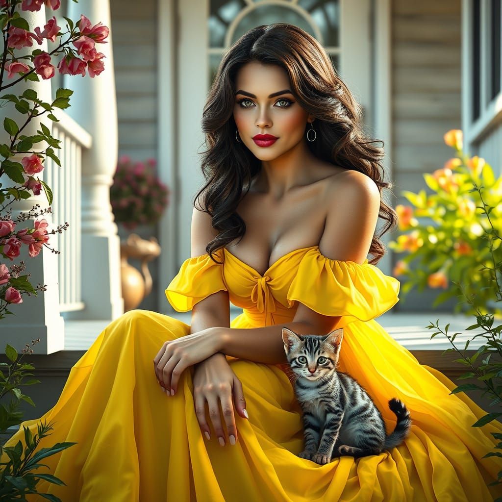 Surreal Spring Porch Scene in Hyper-Realistic Style