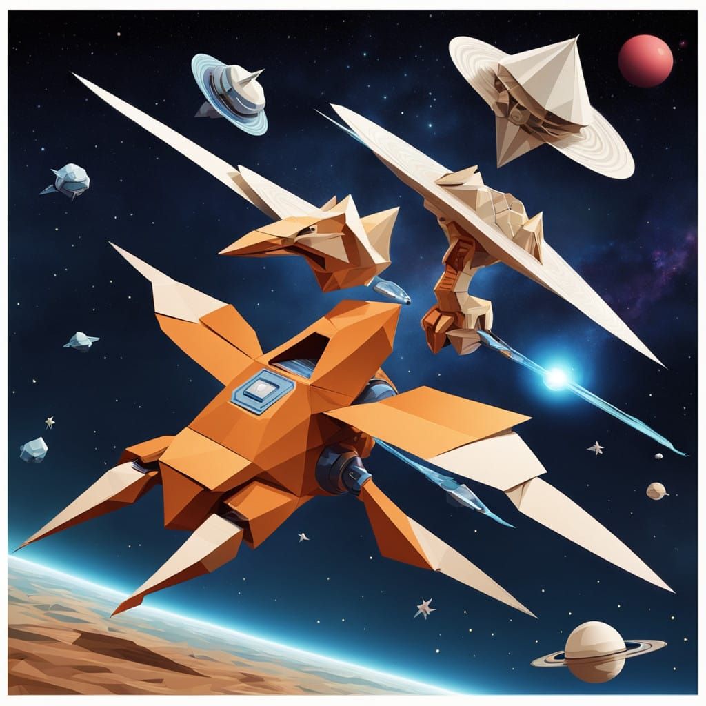 Origami Space Odyssey: Robotic Tussle on Saturn's Orbit