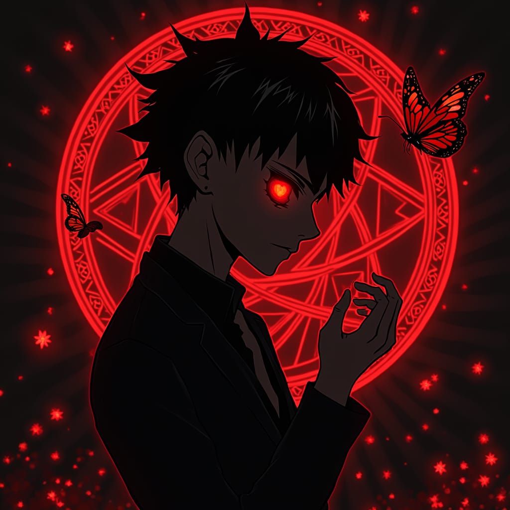 Mystical Dark Mage with Glowing Red Energy