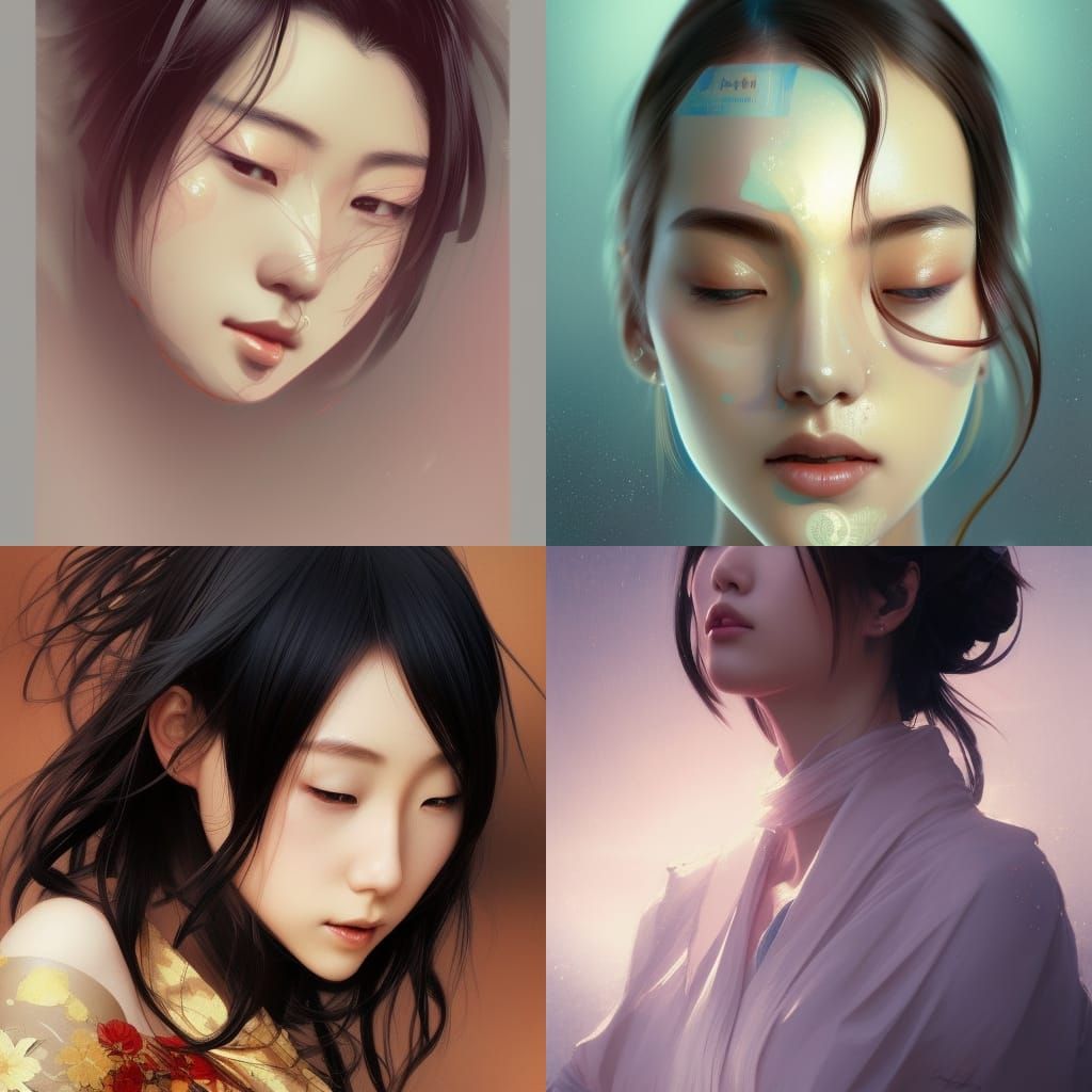 Beautiful Japanese Woman Portrait in Hyperdetailed Style