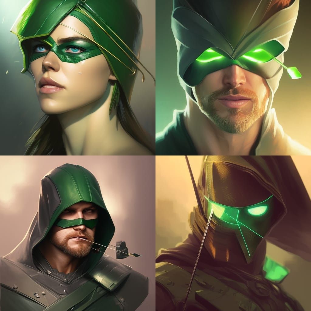 Green Arrow Portrait in Hyperdetailed Lighting