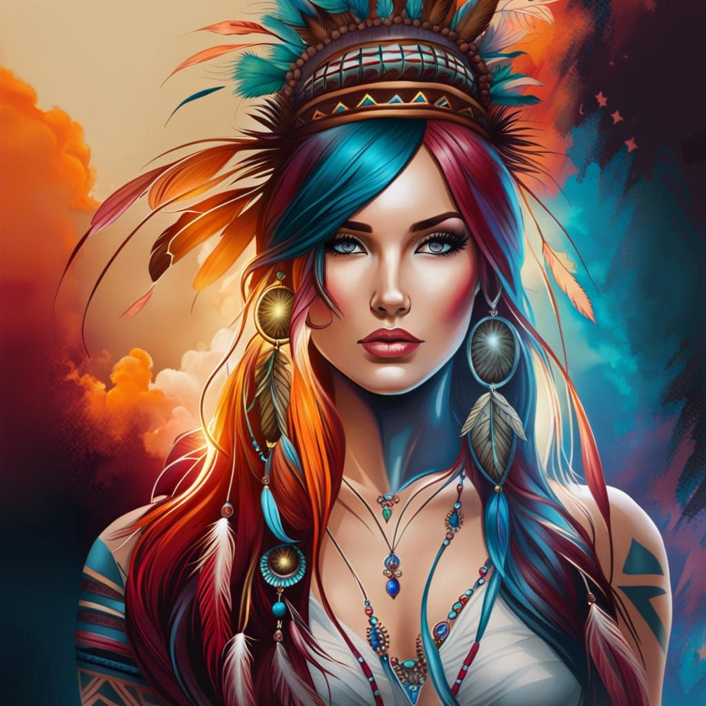 Dreamcatcher Girl: Surreal Digital Illustration